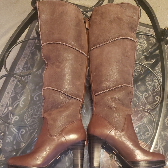 UGG Shoes - UGG Brown Heeled Knee-High Boots
